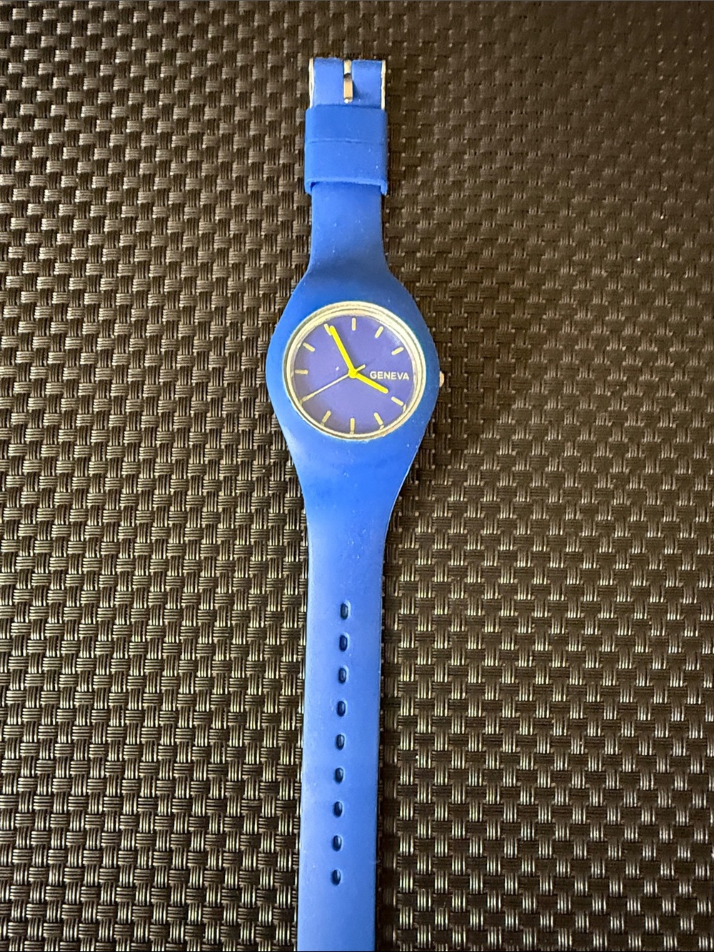 Geneva Royal Blue Silicone Watch with Yellow Accents